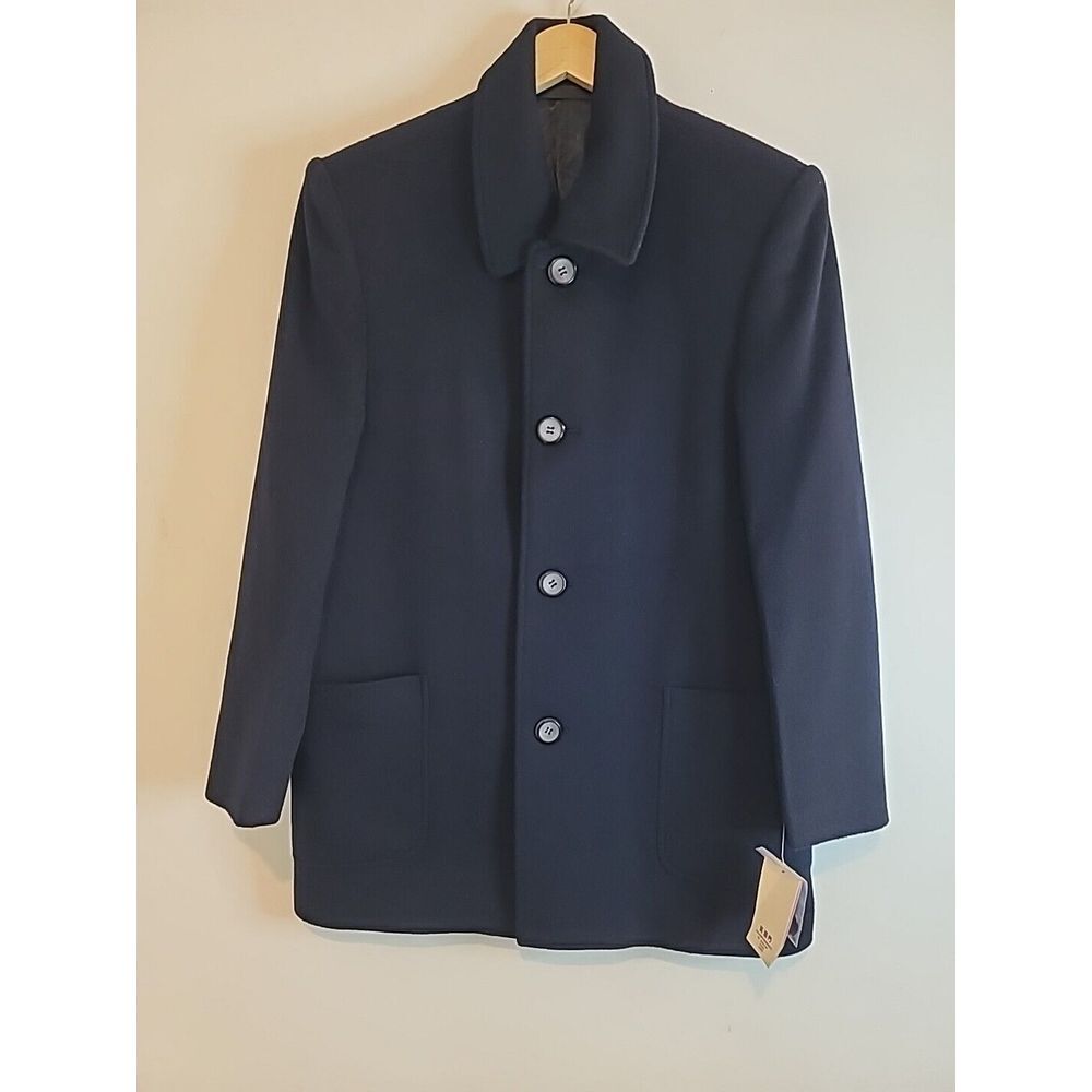 Women's Rabbit Fur Coat Size Small Navy Button NWT Fall Winter Coat Wool ZLM